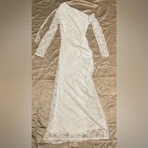White full length lace gown